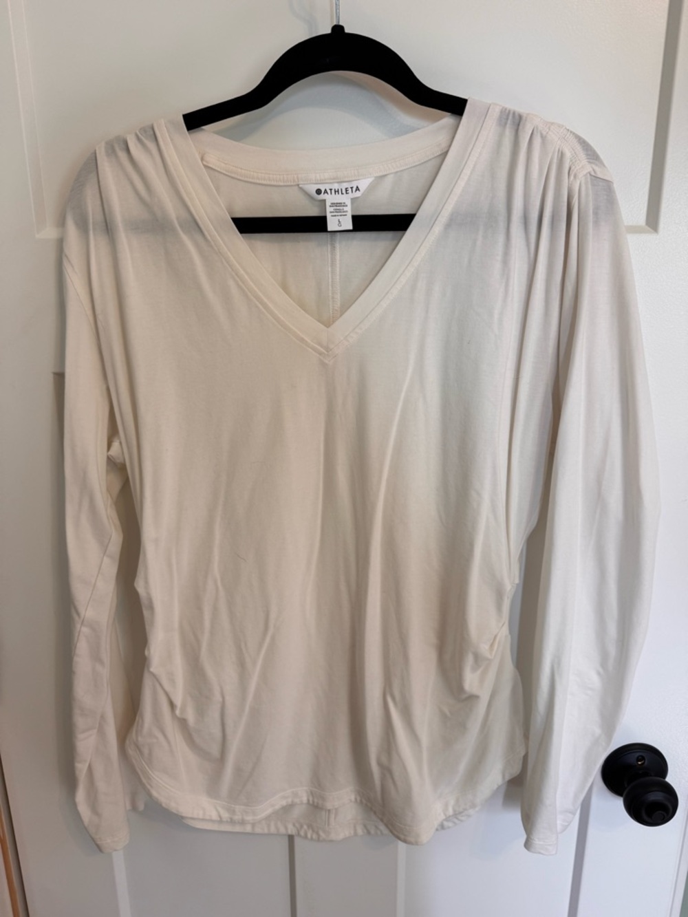 Athleta Long Sleeve V-Neck Top — Cream